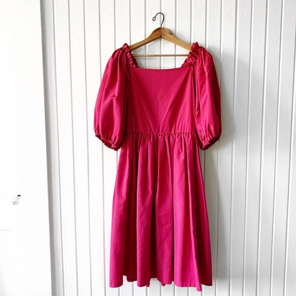 Vintage Dresses & Skirts - Vintage 80s Fuchsia Puffy Sleeve Cocktail Dress M